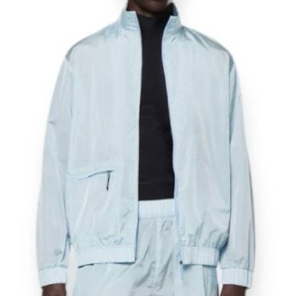 Rains Track Jacket Windbreaker Unisex Sky Blue Size Small Womens Mens NWOT - Picture 3 of 16